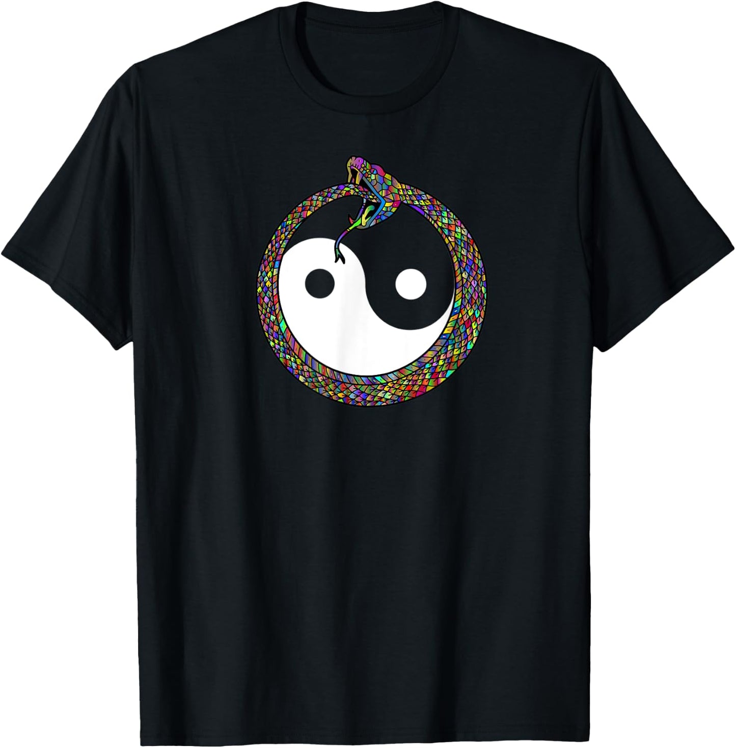 Ouroboros Yin Yang Rainbow Snake Feng Shui Ying Yang Taoism T-Shirt - T-Shirt | Black