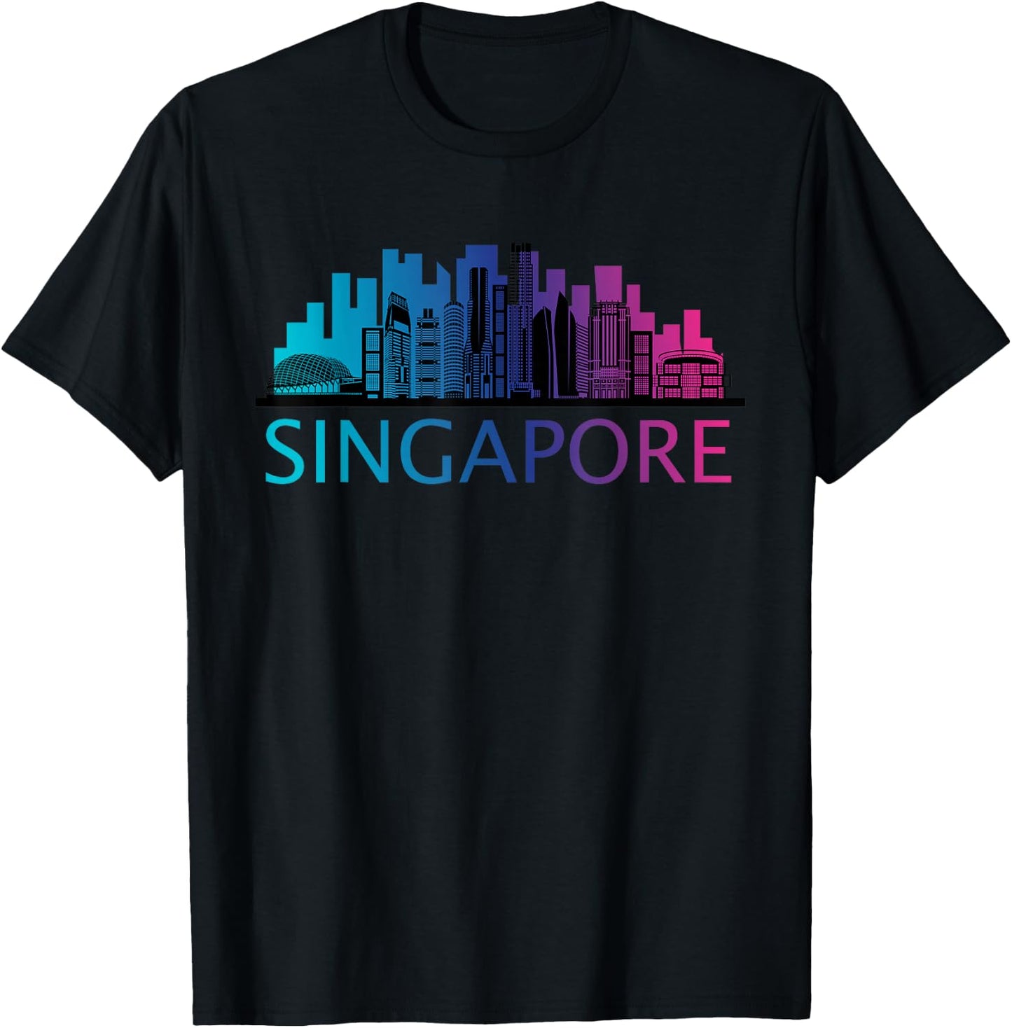 Singapore Outfit Singapore Travel -Adults Black Small Classic Fit Modern Graphic Sports Short Sleeve T-Shirt - T-Shirt | Black