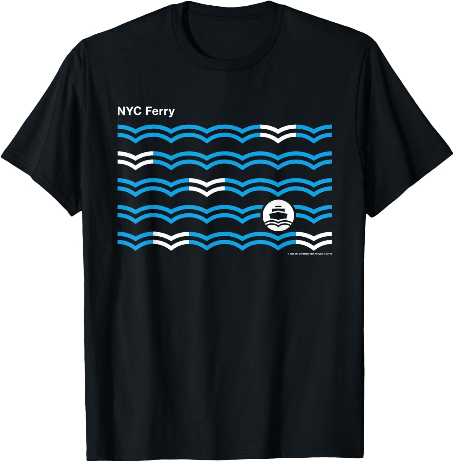 New York City NYC Ferry Waves T-Shirt - T-Shirt | Black