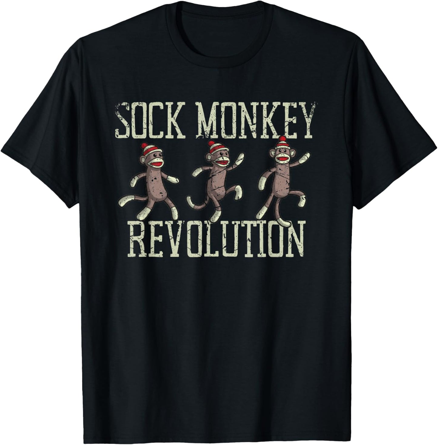 Sock Monkey Revolution Vintage Distressed T-Shirt - T-Shirt | Black