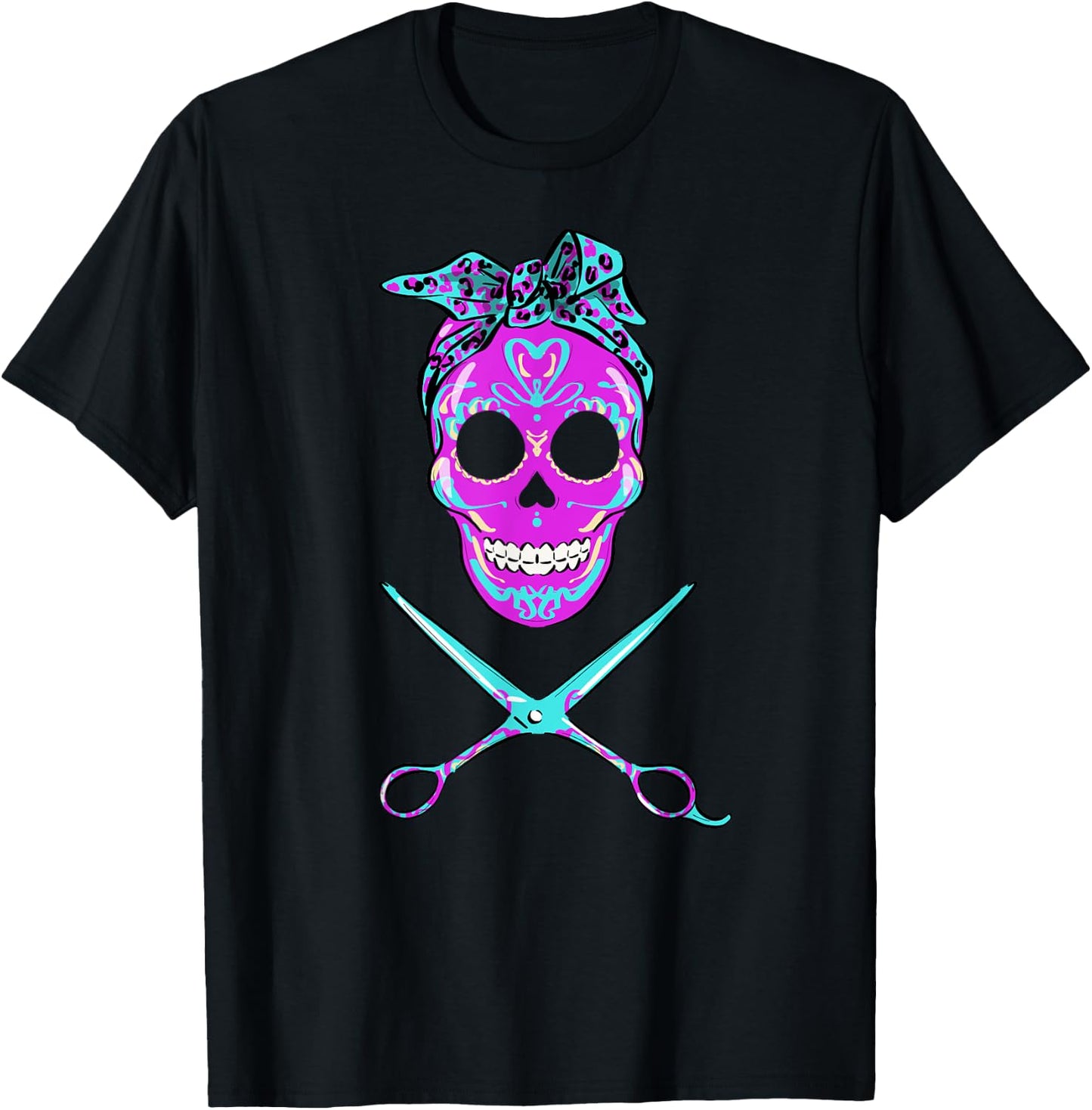 Vintage Sugar Skull Hair Stylist Funny hairstylist T-Shirt - T-Shirt | Black