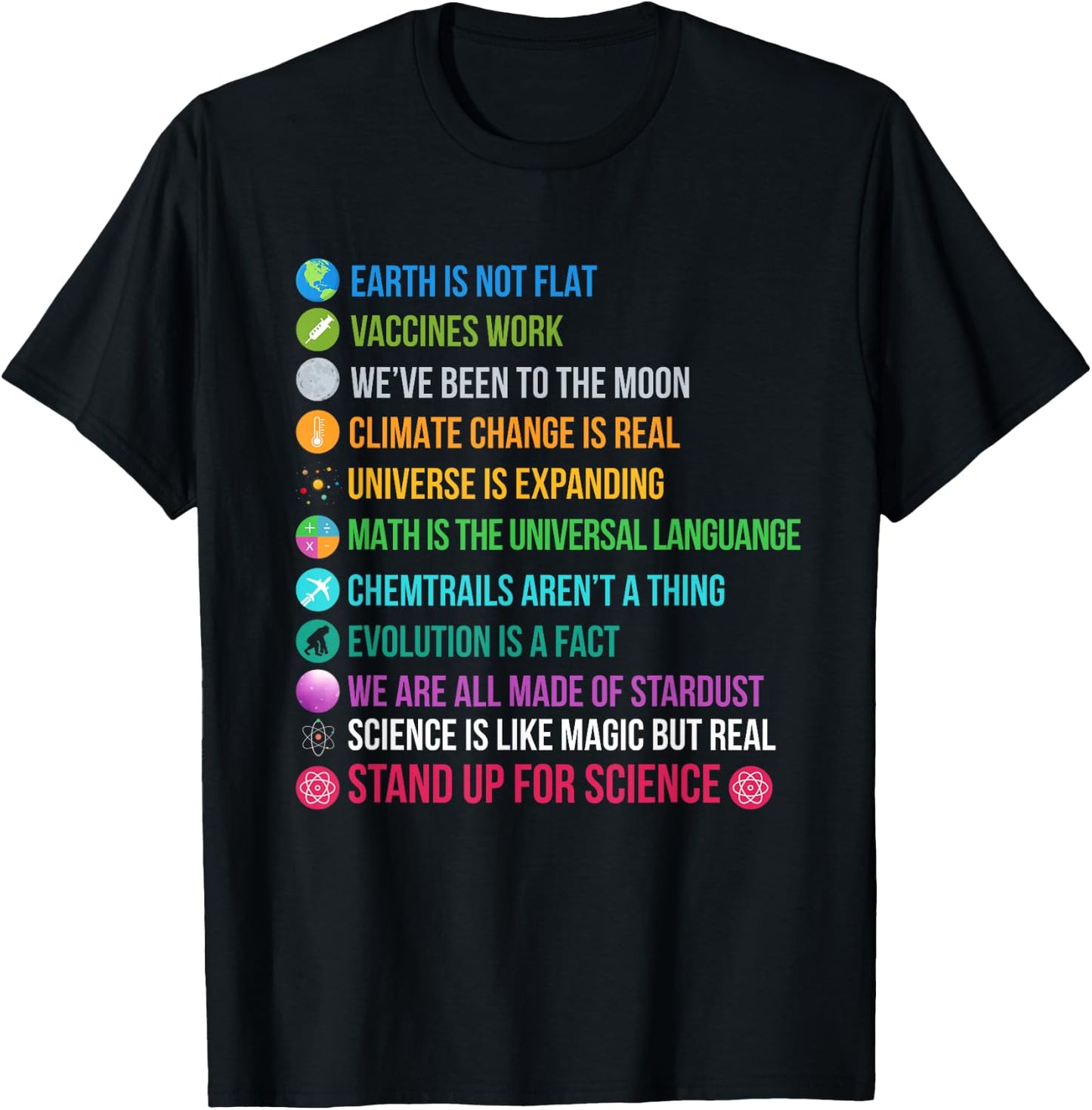 Earth Is Not Flat Vaccines Work Science Teacher Nerd Geek T-Shirt - T-Shirt | Black
