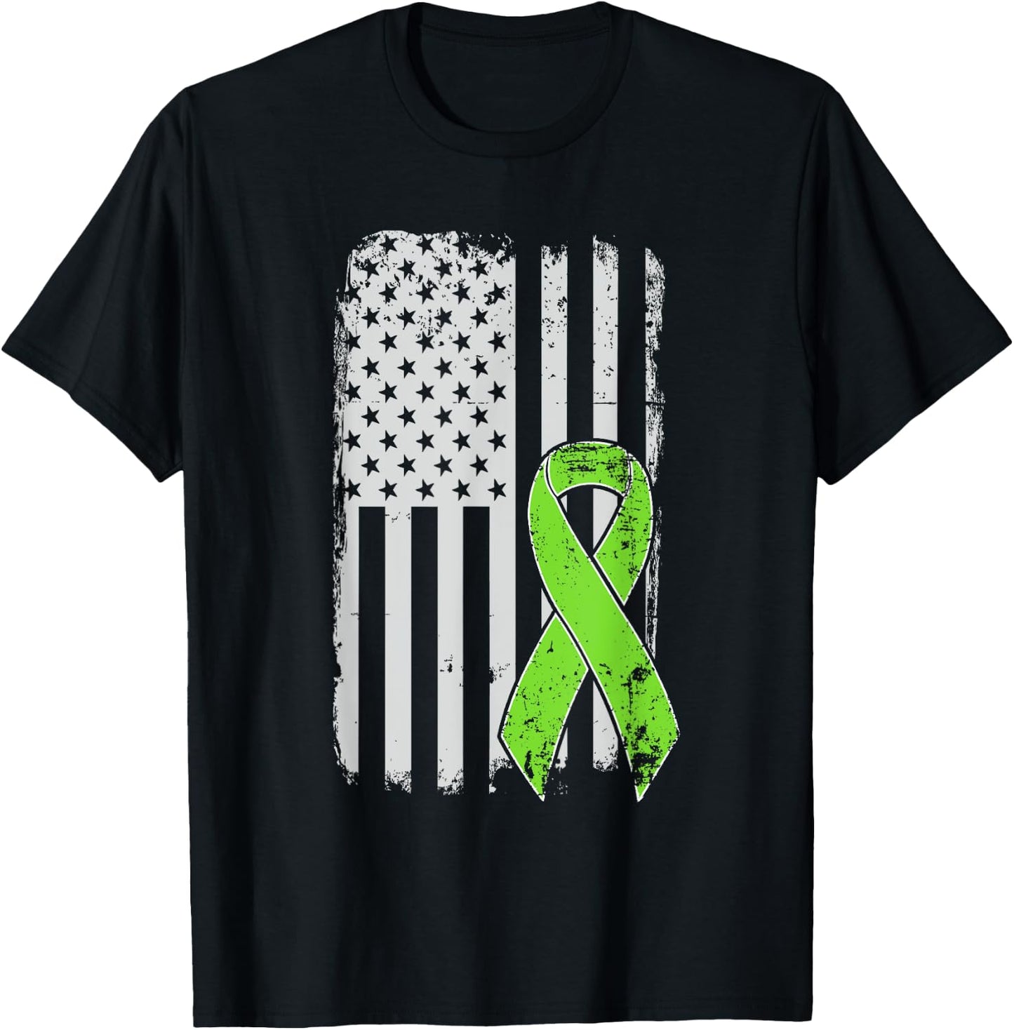 Non-Hodgkins Lymphoma Awareness - Vintage USA American Flag T-Shirt - T-Shirt | Black