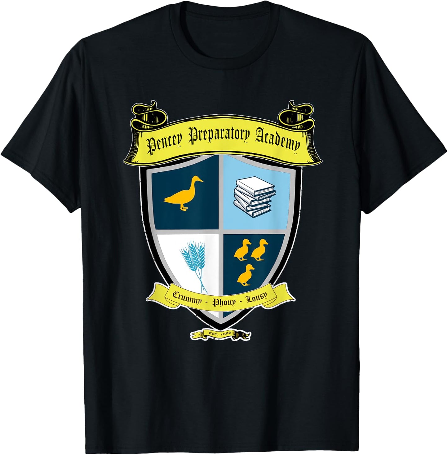Not Quite Right Pencey Preparatory Academy Crest - Catcher in the Rye -Youth Black T-Shirt - T-Shirt | Black