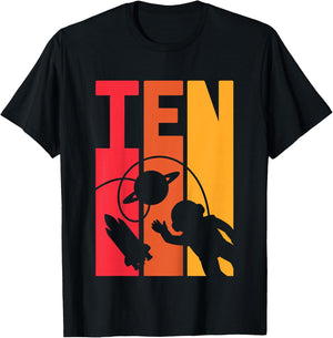 Kids 10 Years Old Birthday Retro Boy Astronaut Space 10th B-Day T-Shirt - T-Shirt | Black