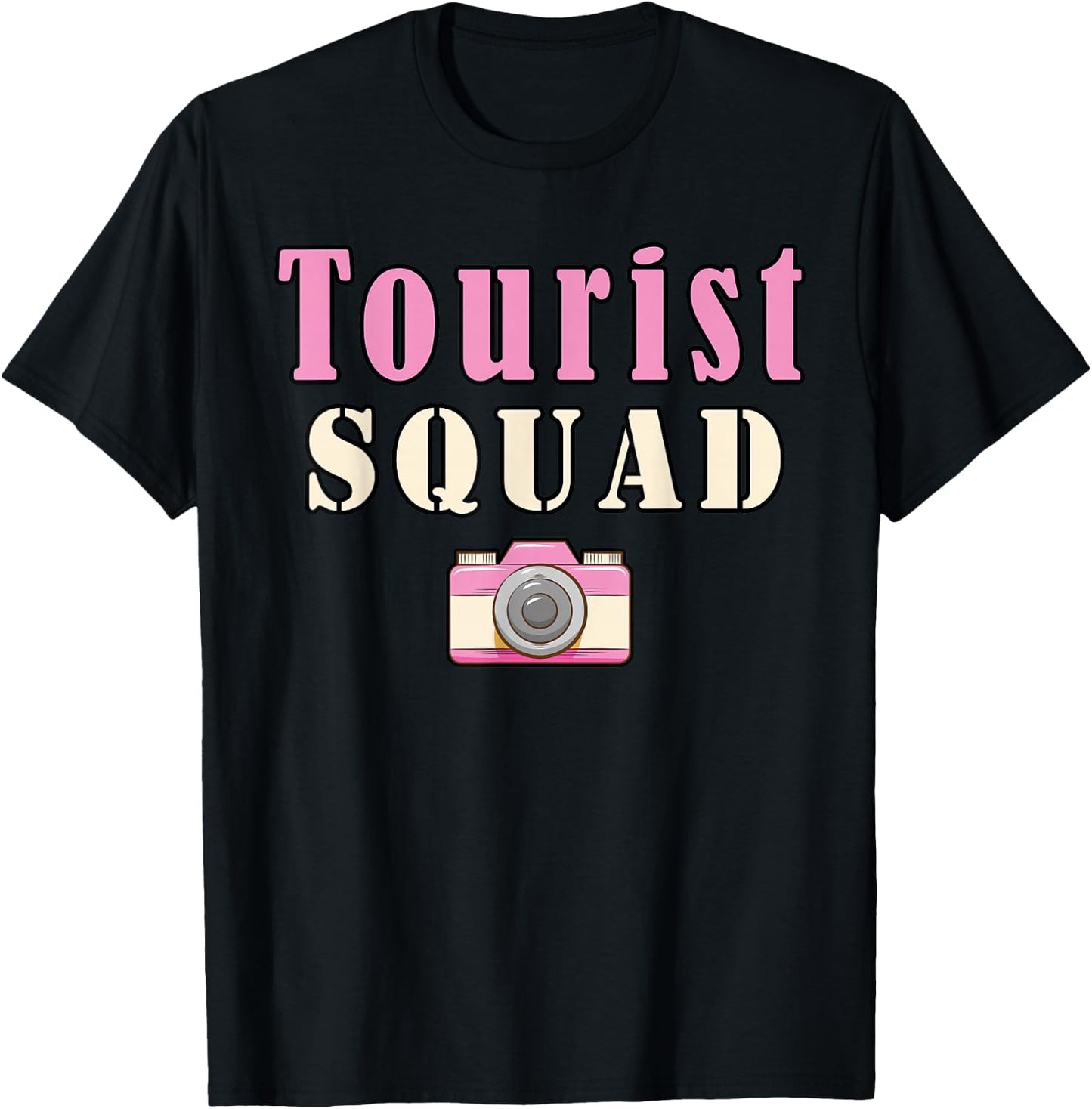 Tourist Squad Camera Girl Souvenir Vacation Travel Retro T-Shirt - T-Shirt | Black