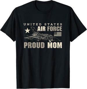 Proud US Air Force Mom United States Air Force T-Shirt - T-Shirt | Black