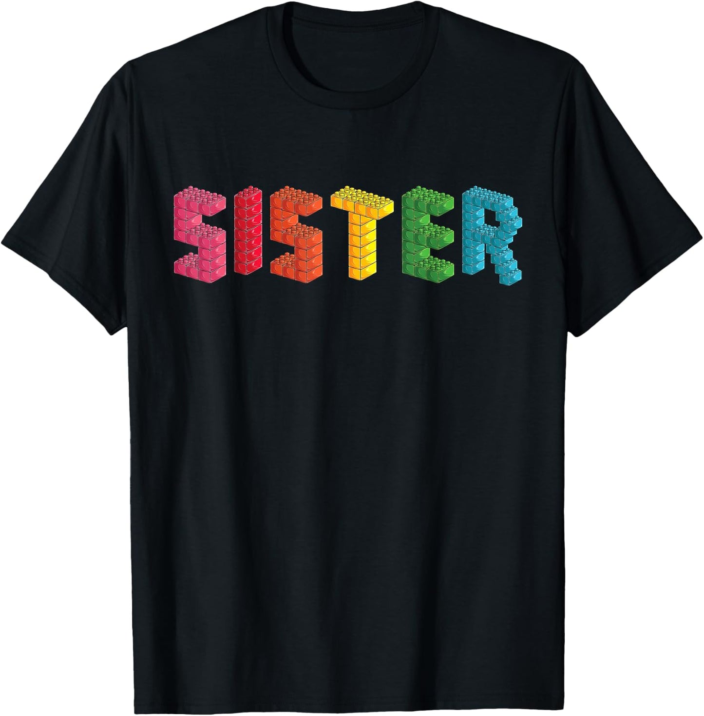 Sister Master Builder Building Bricks Blocks Family Set Girl T-Shirt - T-Shirt | Black