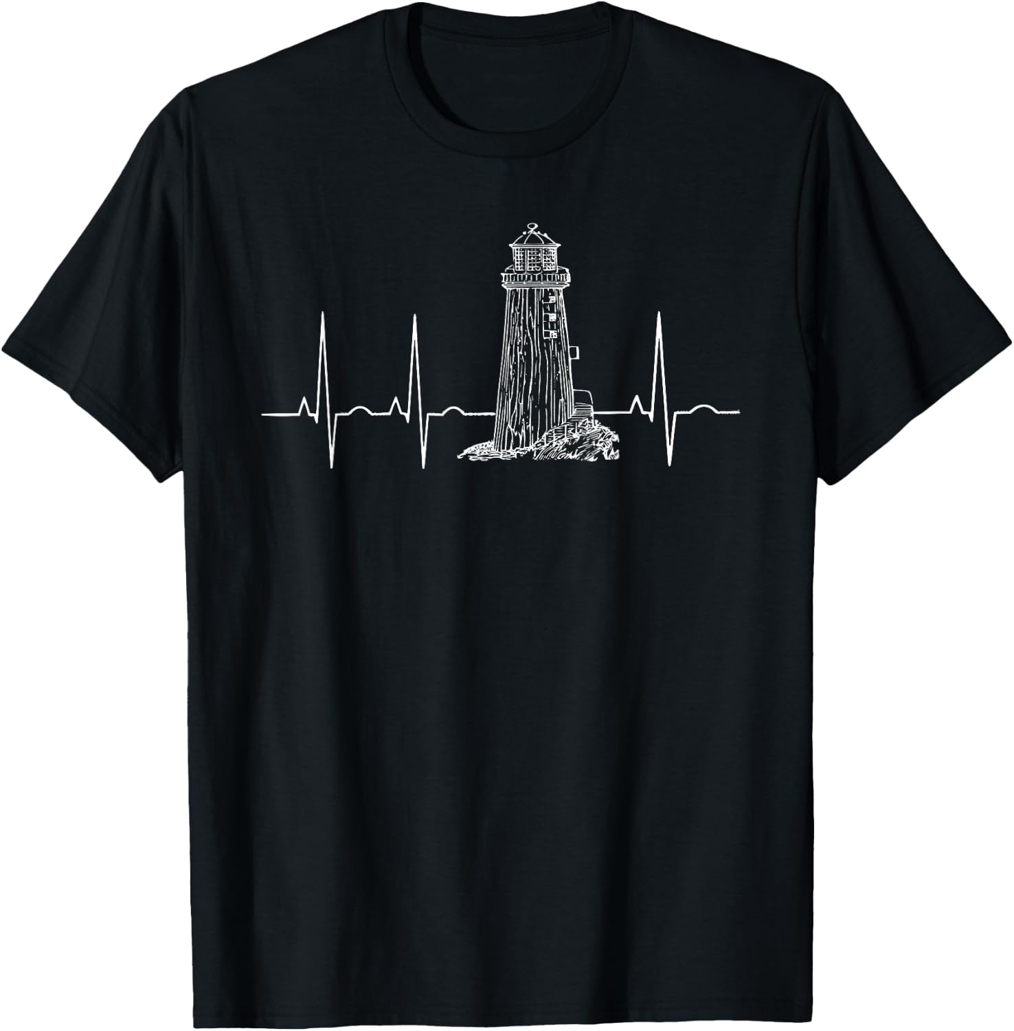 Lighthouse Heartbeat T-Shirt - T-Shirt | Black
