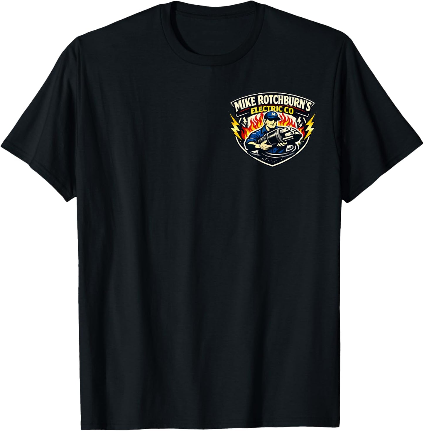 Mike Rotchburn's Electric Co Funny Electrician Humor T-Shirt - T-Shirt | Black