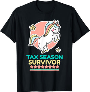 Cute Unicorn Tax Season Survivor T-Shirt - T-Shirt | Black