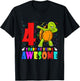 Kids 4th Birthday Party Dabbing Turtle - 4 Years Old Girls Boys T-Shirt - T-Shirt | Black