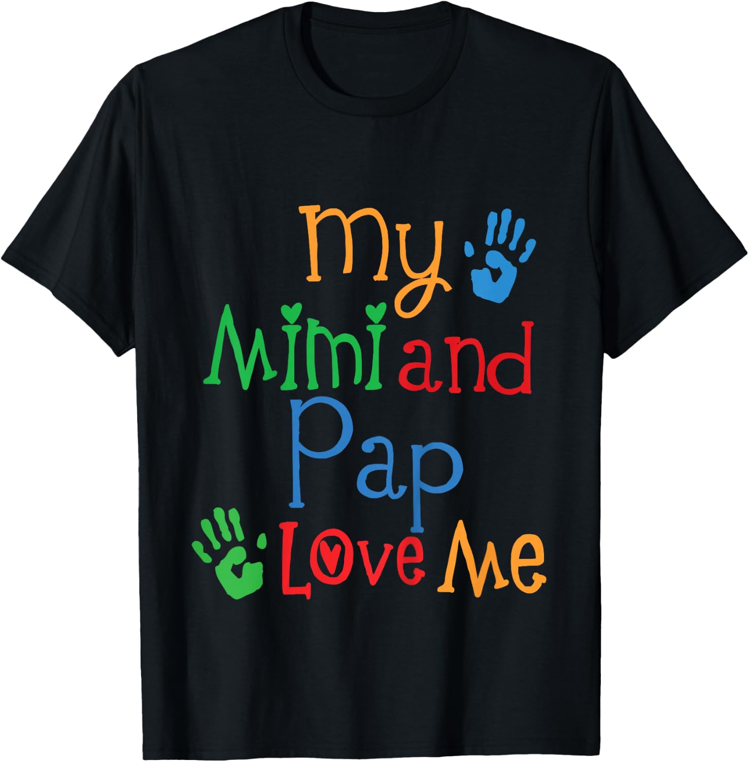 Kids Mimi And Pap Love Me Grandkids T-Shirt - T-Shirt | Black