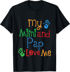 Kids Mimi And Pap Love Me Grandkids T-Shirt - T-Shirt | Black