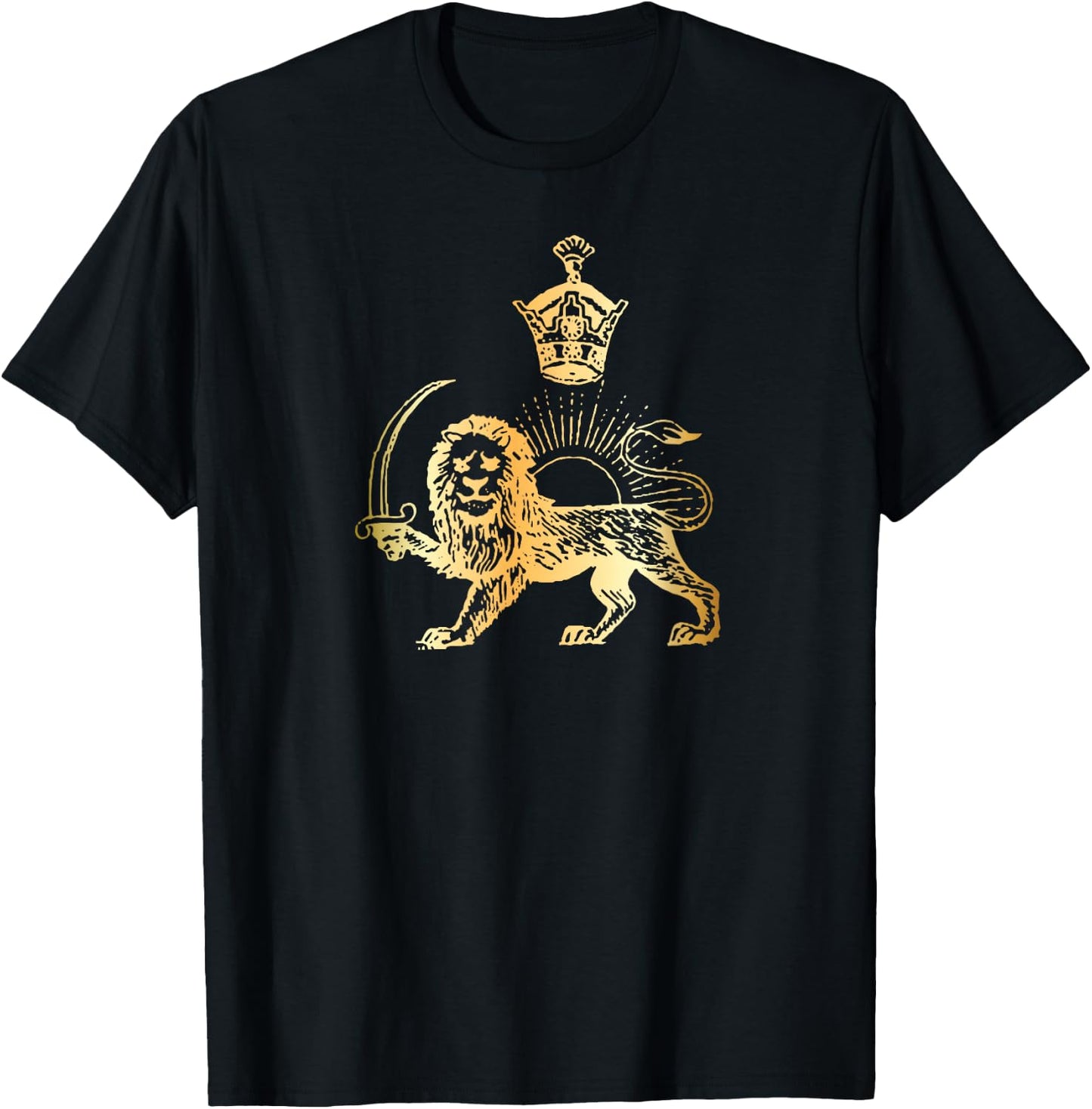 Persian Flag Iranian Lion Sun and Crown Iran Persia T-Shirt - T-Shirt | Black