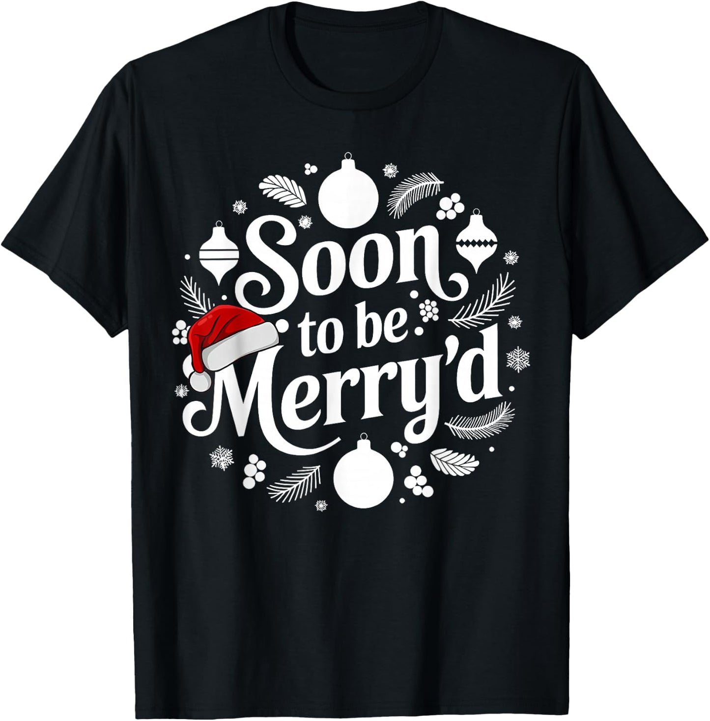 Soon to Be Merry'd Christmas Engaged Matching Couple T-Shirt - T-Shirt | Black
