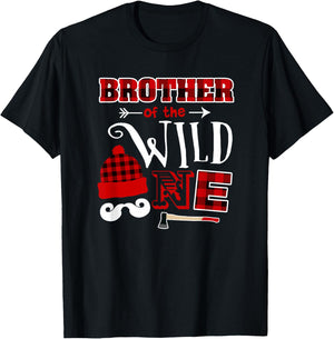 1st Birthday Lumberjack Brother Of the Wild One T-Shirt - T-Shirt | Black