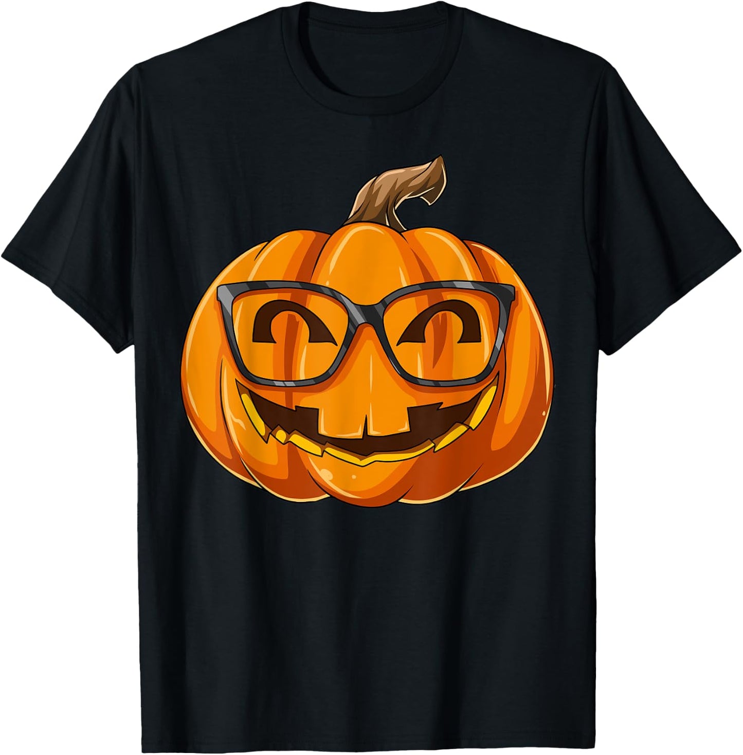 Nerdy Pumpkin Nerd Halloween Pumpkin Nerd Glasses T-Shirt - T-Shirt | Black