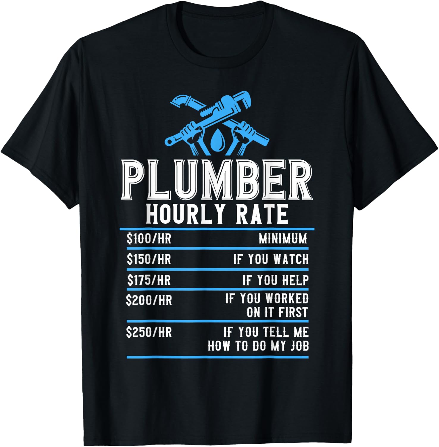 Plumbers Plumbing Plumber Hourly Rate Plumber Rate T-Shirt - T-Shirt | Black