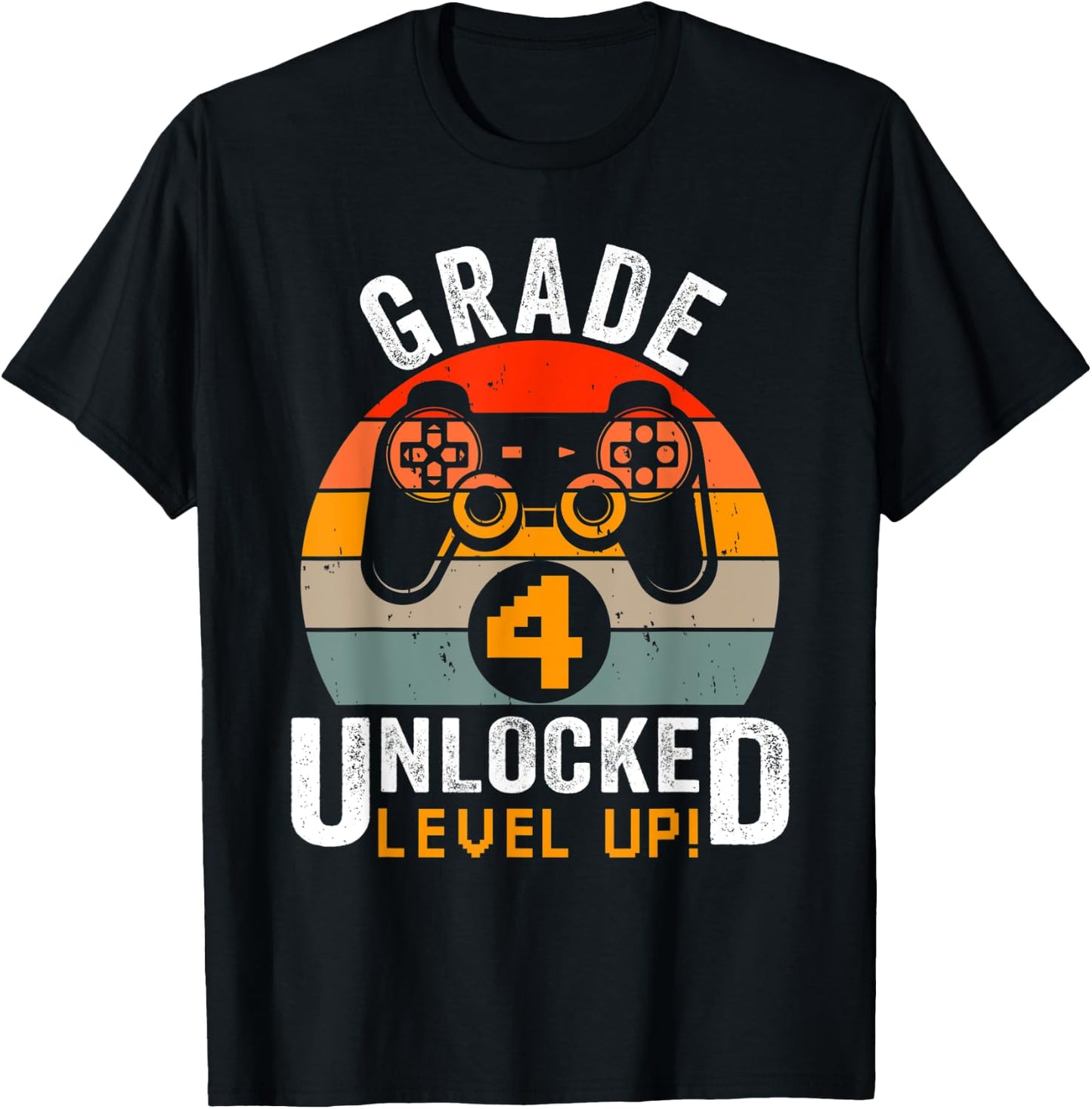 Fourth Grade Unlocked Level Up Gamer Vintage Video Game T-Shirt - T-Shirt | Black