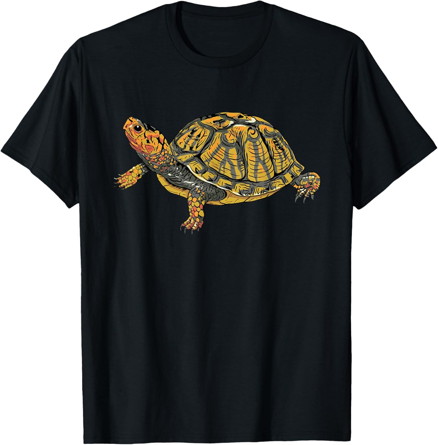 Box Turtle Realistic Illustration Shell Animal T-Shirt - T-Shirt | Black