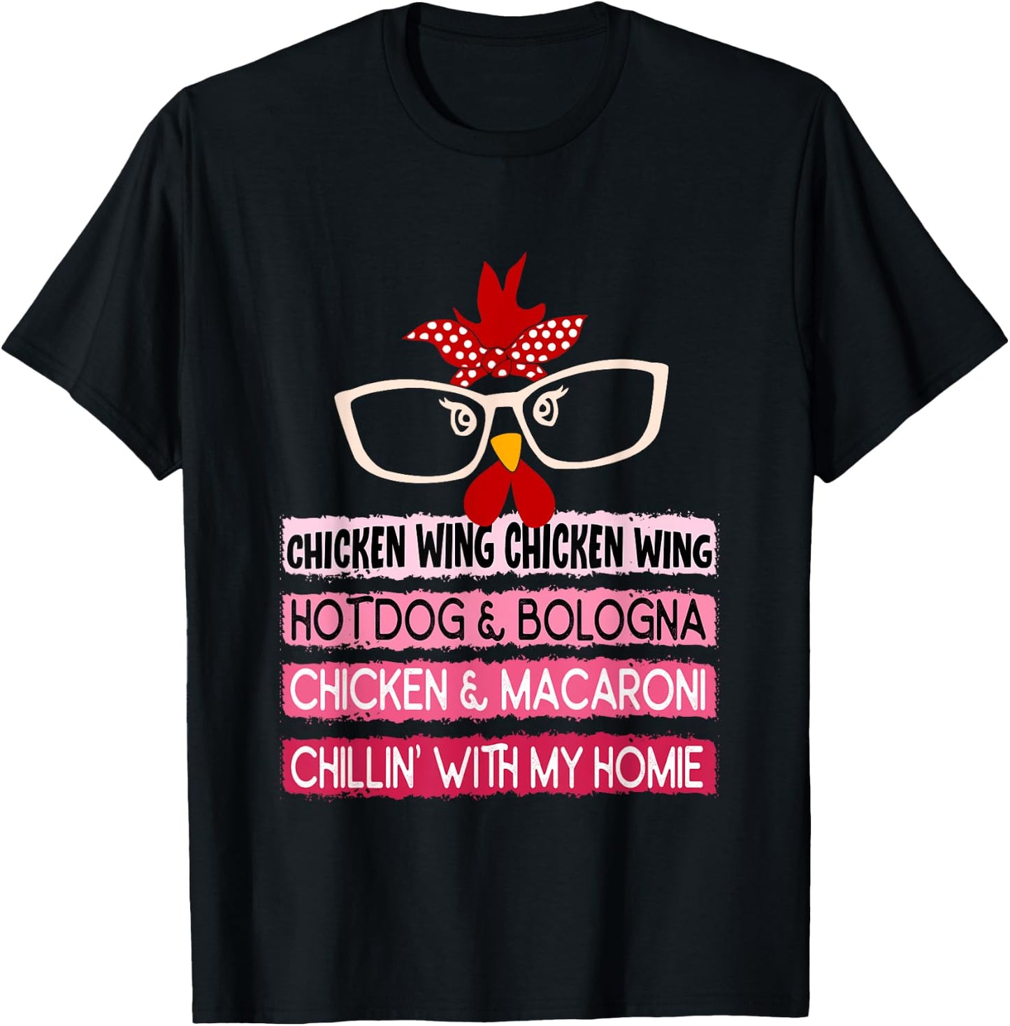 Cooked Chicken Wing Chicken Wing Hot Dog Bologna Macaroni Men Women Girls Kids T-Shirt - T-Shirt | Black