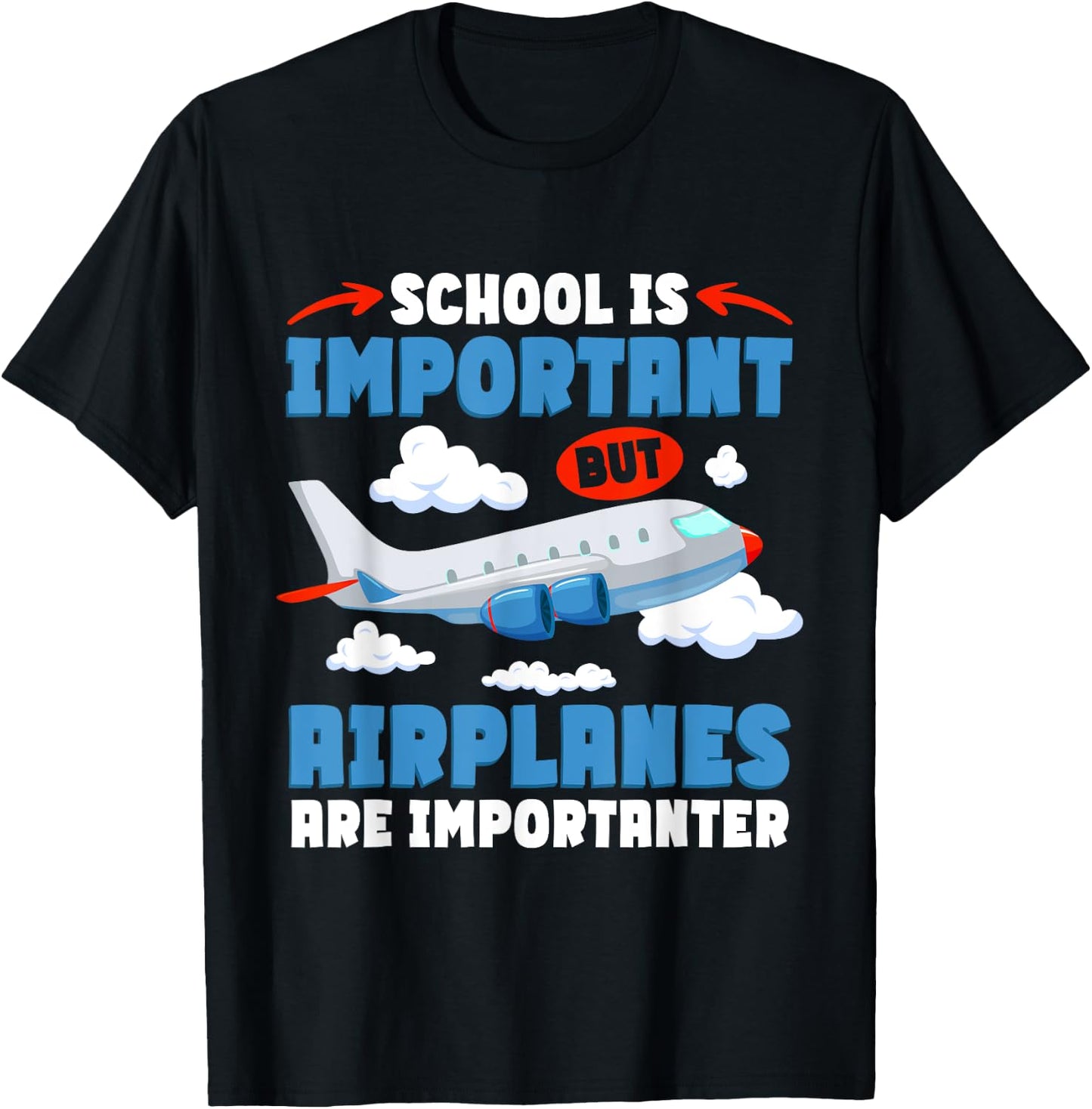 Airplane Kids Pilot Airplanes Are Importanter T-Shirt - T-Shirt | Black