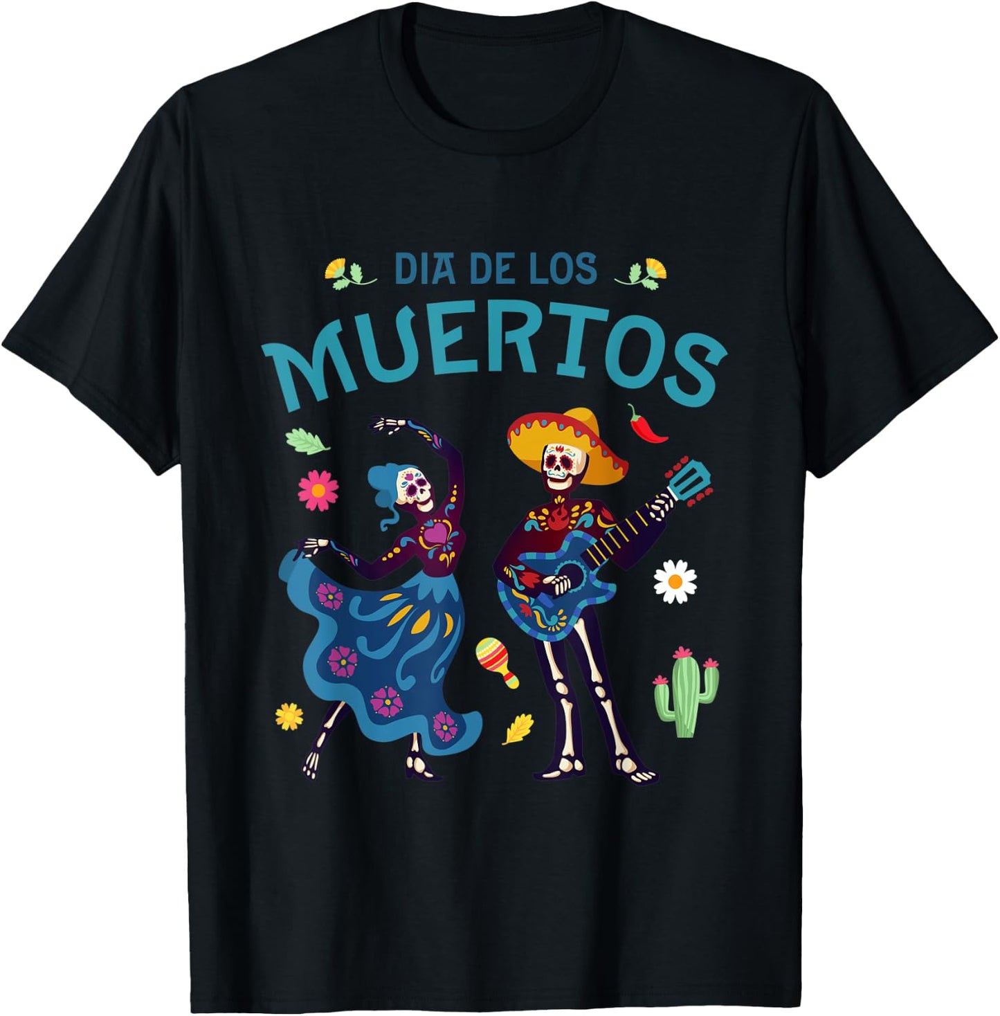 Dia De Los Muertos Mexican Day of the Dead Couple Dancing T-Shirt - T-Shirt | Black