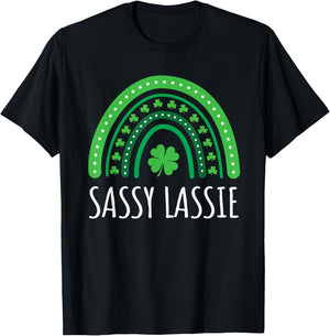 Sassy Lassie Irish Rainbow St Patrick’s Day Girls & T-Shirt - T-Shirt | Black