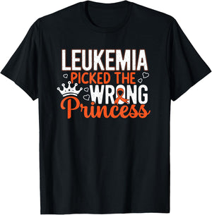 Leukemia Princess Orange Ribbon Awareness Survivor T-Shirt - T-Shirt | Black