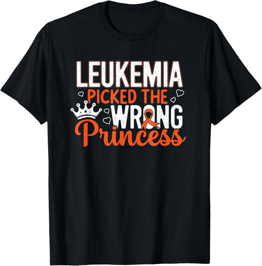 Leukemia Princess Orange Ribbon Awareness Survivor T-Shirt - T-Shirt | Black