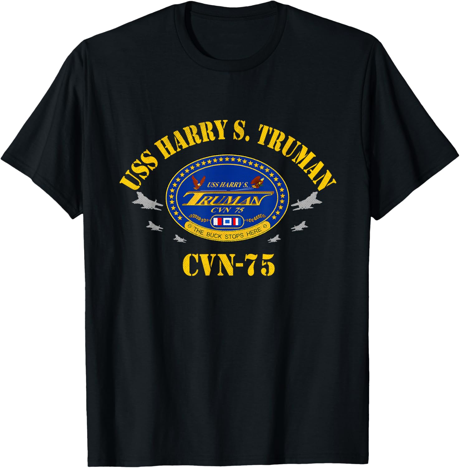 USS Harry S. Truman CVN-75 Aircraft Carrier Veteran Flag T-Shirt - T-Shirt | Black