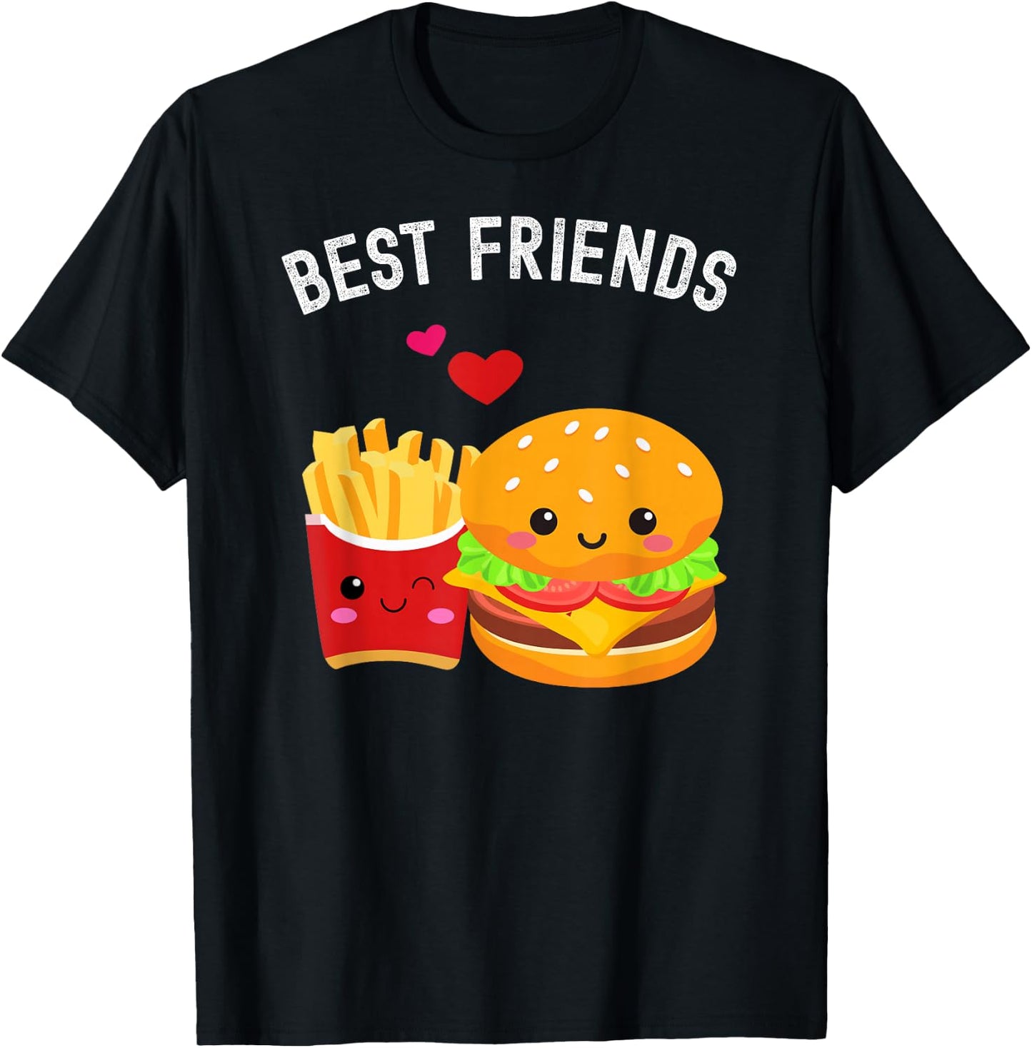 Best Friends Kawaii Burger and Fries Couple T-Shirt - T-Shirt | Black