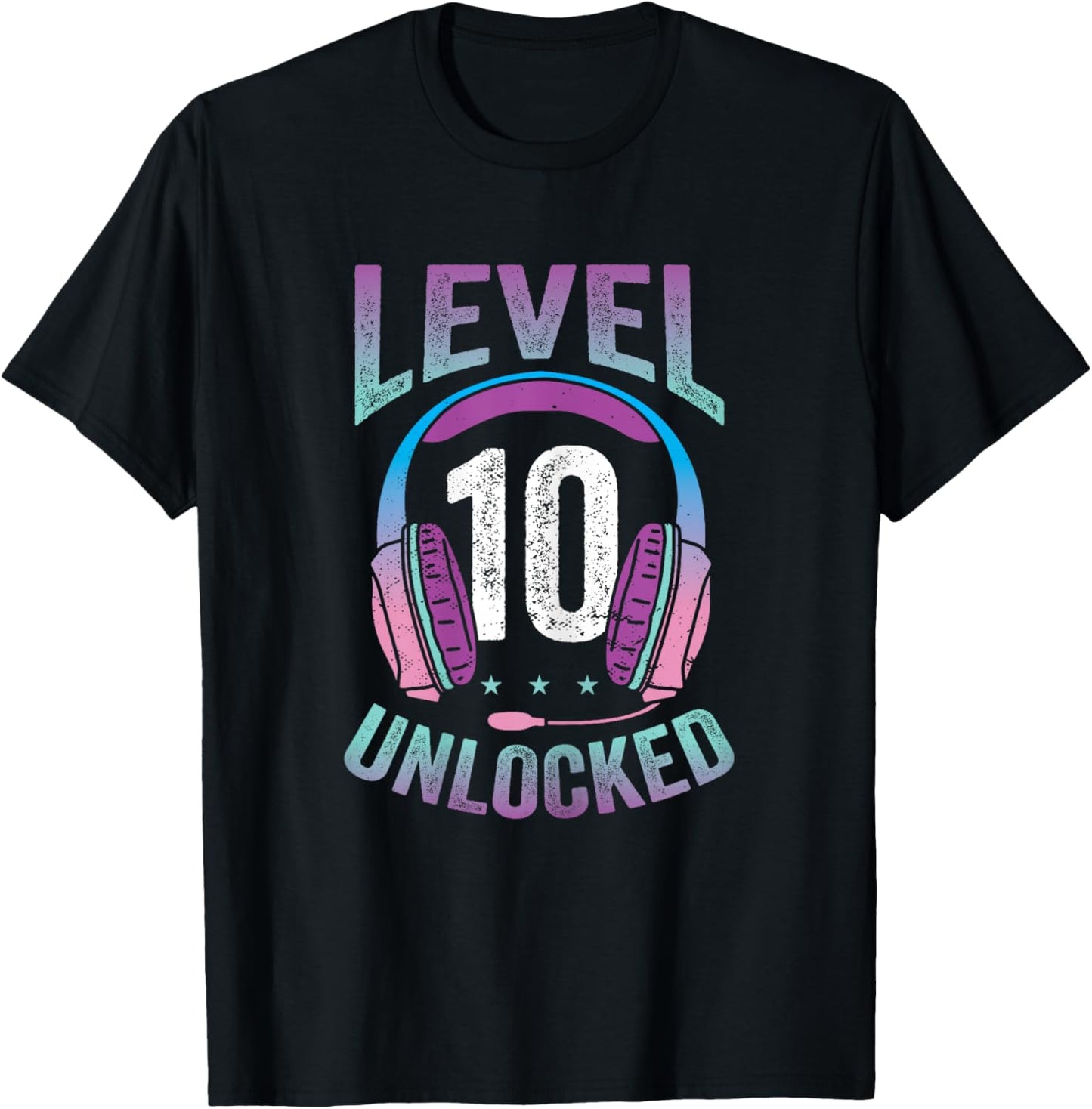 Gamer Girl Level 10 Unlocked Video Game 10th Birthday Gift T-Shirt - T-Shirt | Black