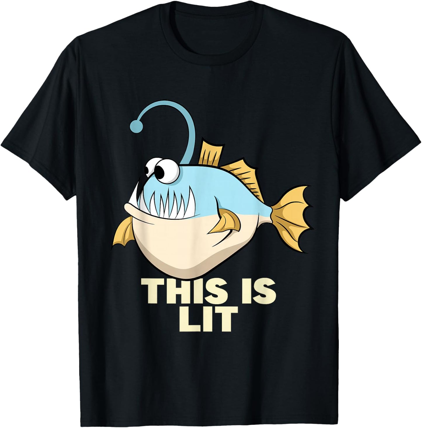 This Is Lit Angler Fish Monster Fishing Fisherman Anglerfish T-Shirt - T-Shirt | Black