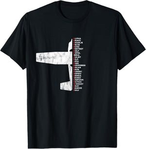 Pilot Phonetic Alphabet C172 Airplane Piper T-Shirt - T-Shirt | Black