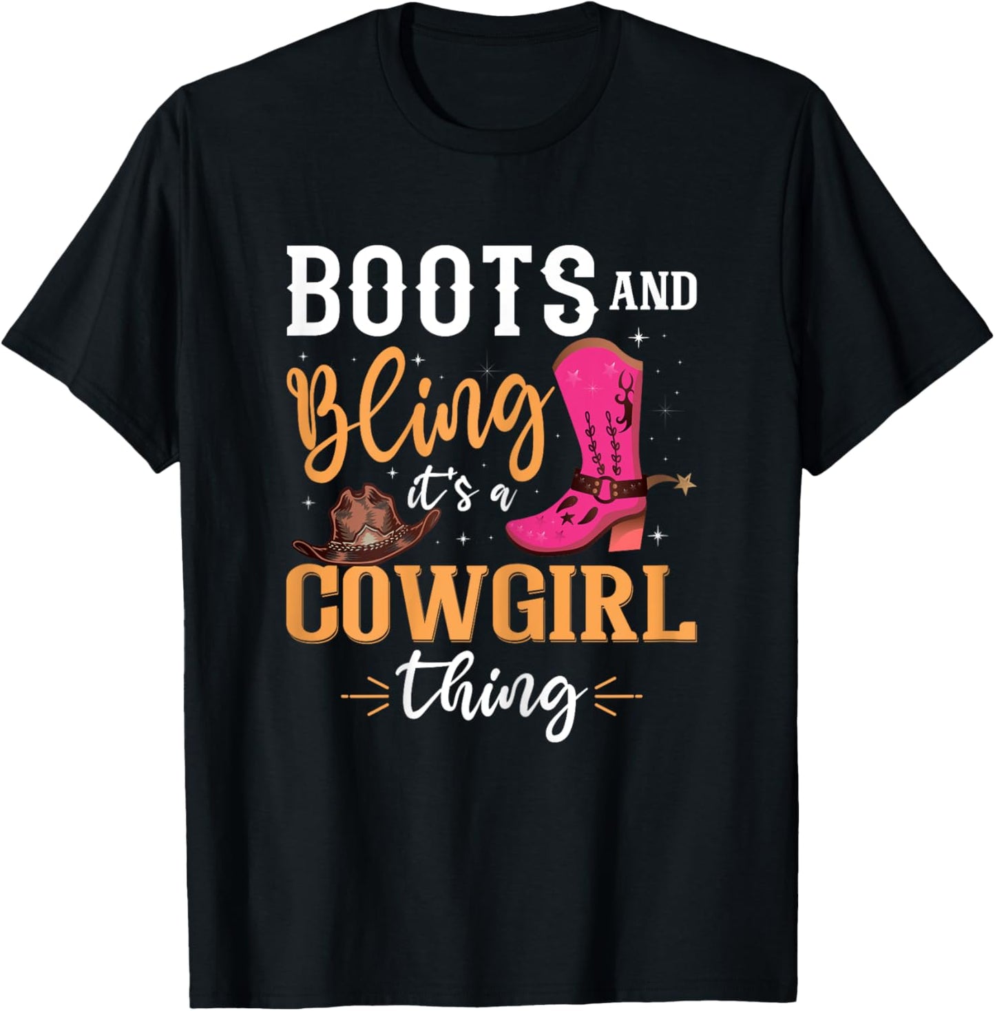 boots & bling it's a cowgirl thing Western women T-Shirt - T-Shirt | Black