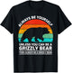 Vintage Grizzly Bear Animal Lover Retro Cute Grizzly Bear T-Shirt - T-Shirt | Black