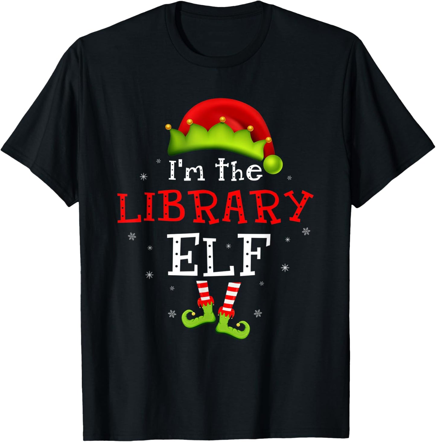 I'm the Library Elf Funny Group Matching Christmas Pajamas T-Shirt - T-Shirt | Black