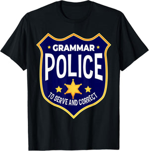 Grammar Police To Serve And Correct Funny Teacher Costume T-Shirt - T-Shirt | Black