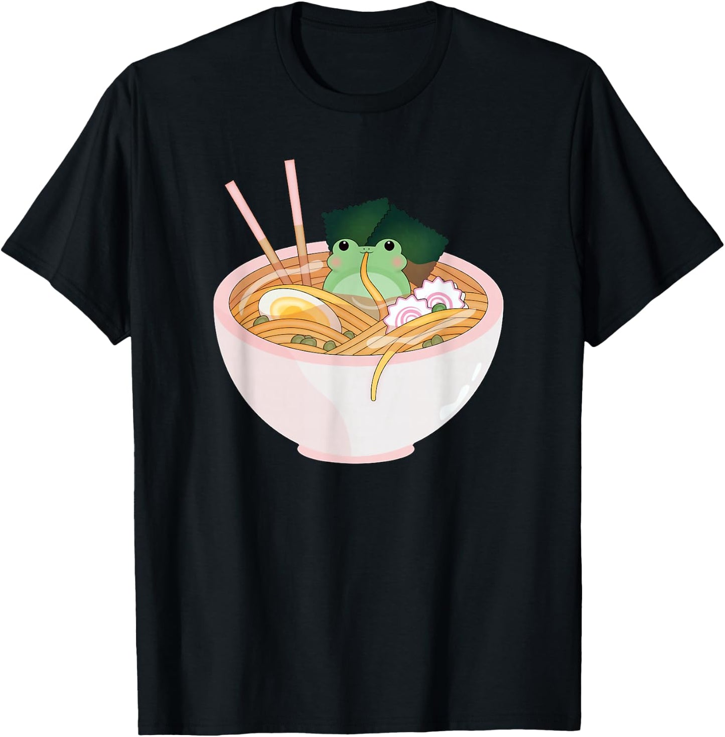 Celestial Carrot Cute Frog Ramen Anime Kids School Anime Fans -Adults Black Short Sleeve Modern Cartoon Small T-Shirt - T-Shirt | Black