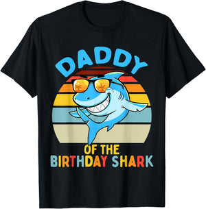 Daddy of the Shark Birthday Dad Matching Family T-Shirt - T-Shirt | Black