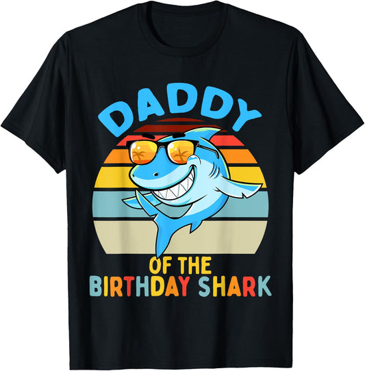 Daddy of the Shark Birthday Dad Matching Family T-Shirt - T-Shirt | Black