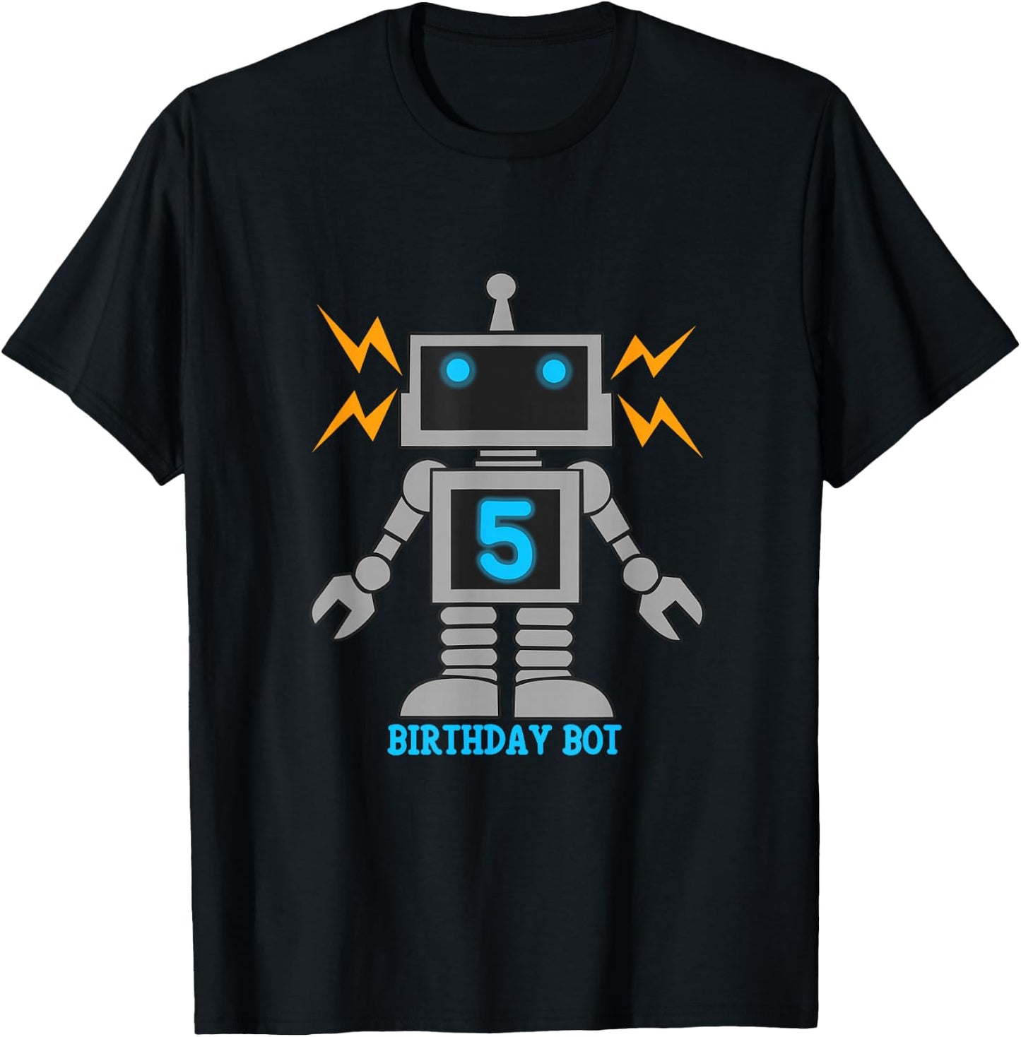 Kids 5th Birthday Bot Toy Geek Cyborg Robot Design T-Shirt - T-Shirt | Black