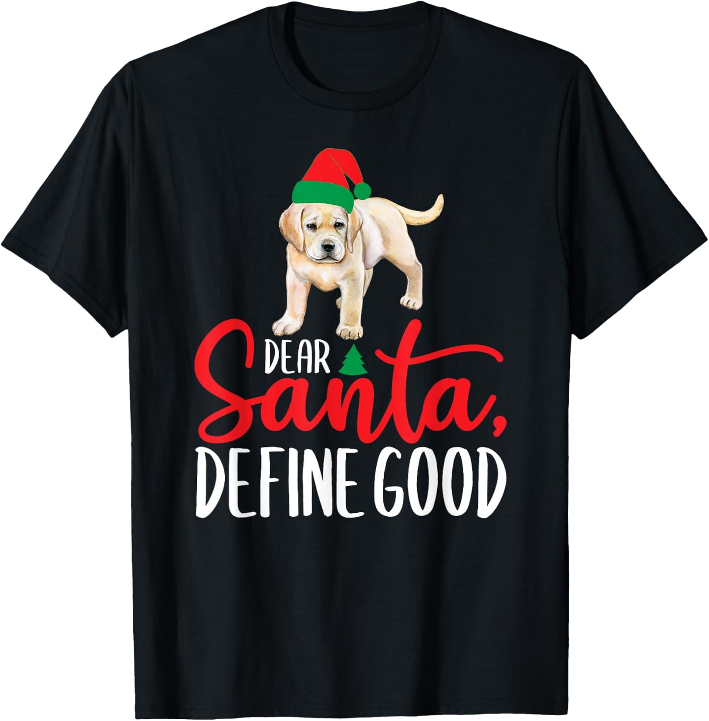 Funny Yellow Lab Christmas Dear Santa Labrador Retriever T-Shirt - T-Shirt | Black