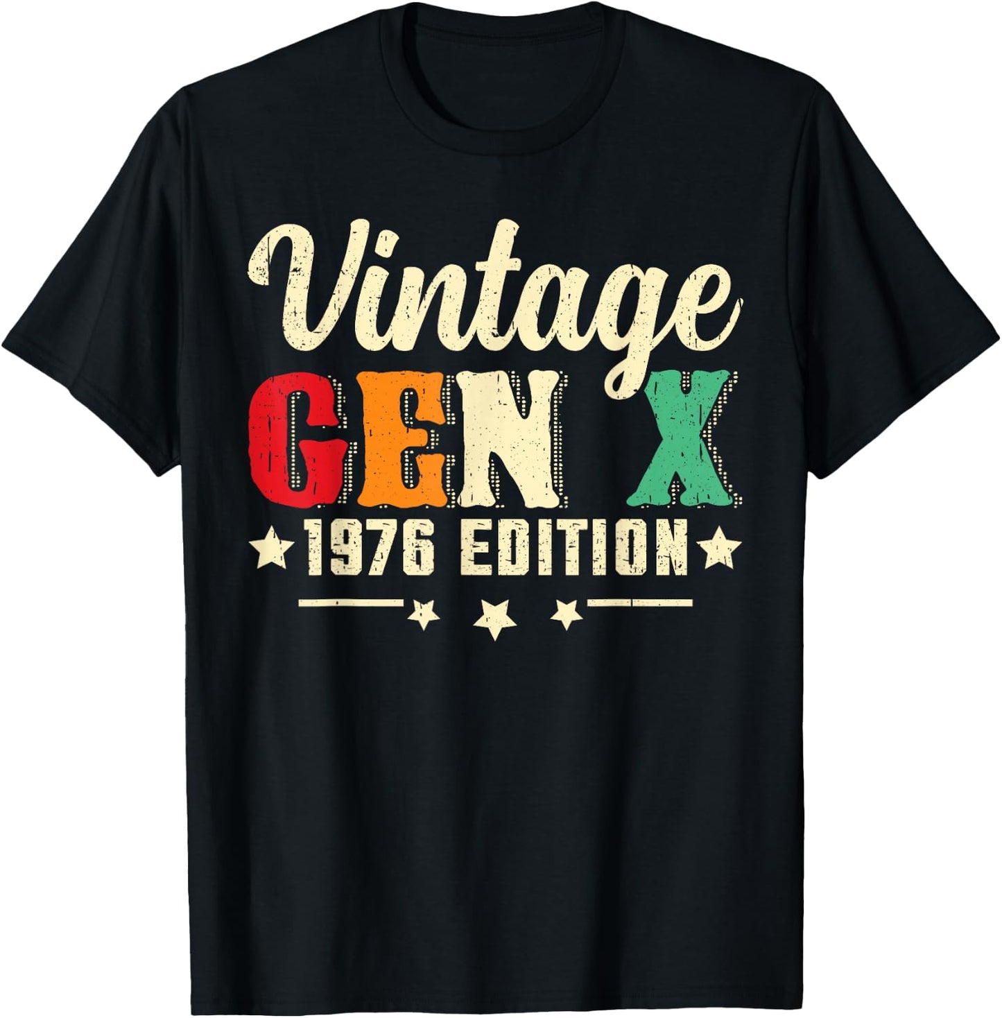 Vintage Gen X 1976 Edition Birthday T-Shirt - T-Shirt | Black