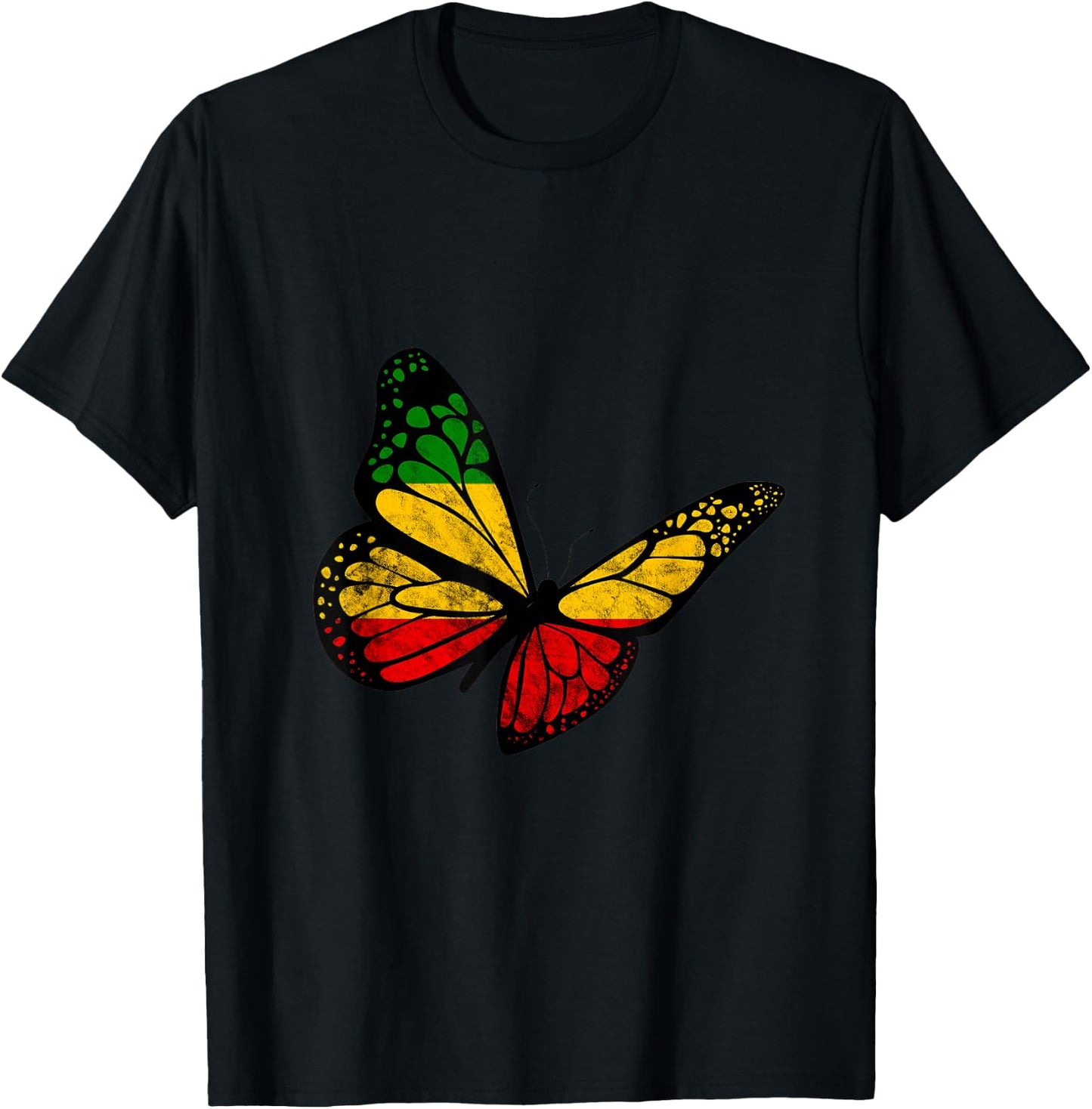 Reggae Butterfly Reggaeton Rastafari Roots Rastafarian T-Shirt - T-Shirt | Black