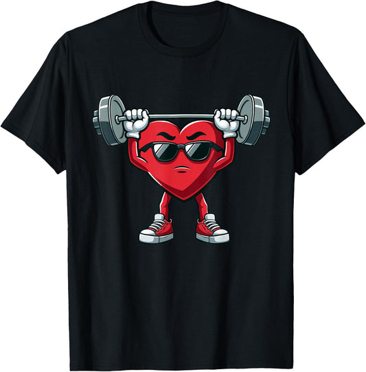 Funny Heart Weightlifting Valentines Day Deadlift Fitness T-Shirt - T-Shirt | Black