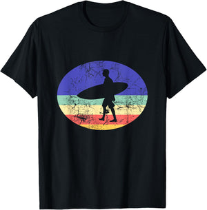 Hang 10 - Vintage Retro Surfer Gift T-Shirt - T-Shirt | Black