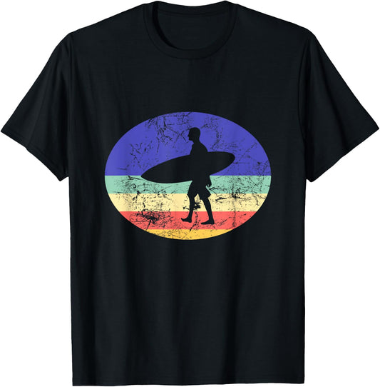 Hang 10 - Vintage Retro Surfer Gift T-Shirt - T-Shirt | Black